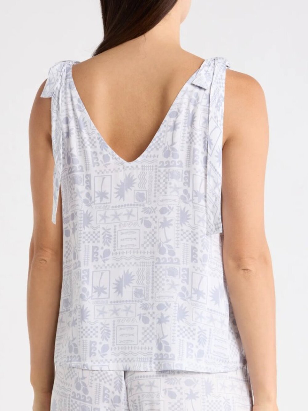 NWT Splendid Tie Strap Tank White Sunny Print Beach Cover up Size S